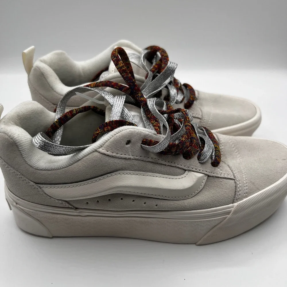 Vans Knu Stack Suede Low Top Sneakers‎ Platform Light Gray Multi Lace M8.5 W10